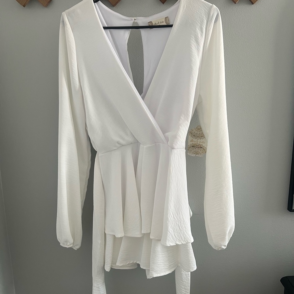 White Long Sleeve Romper